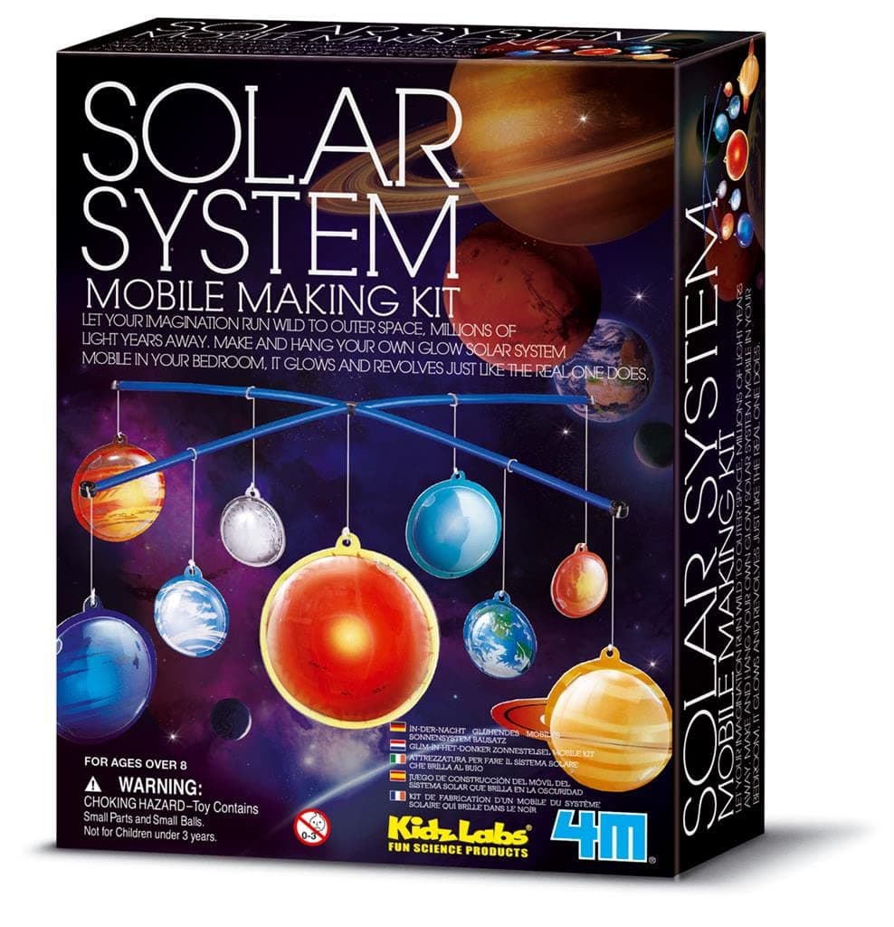 4M Solar System Mobile Making Kit – DIY Glow-in-the-Dark Planet Model for Kids Ages 8+ – Educational STEM Craft Toy for Learning Astronomy & Creativity