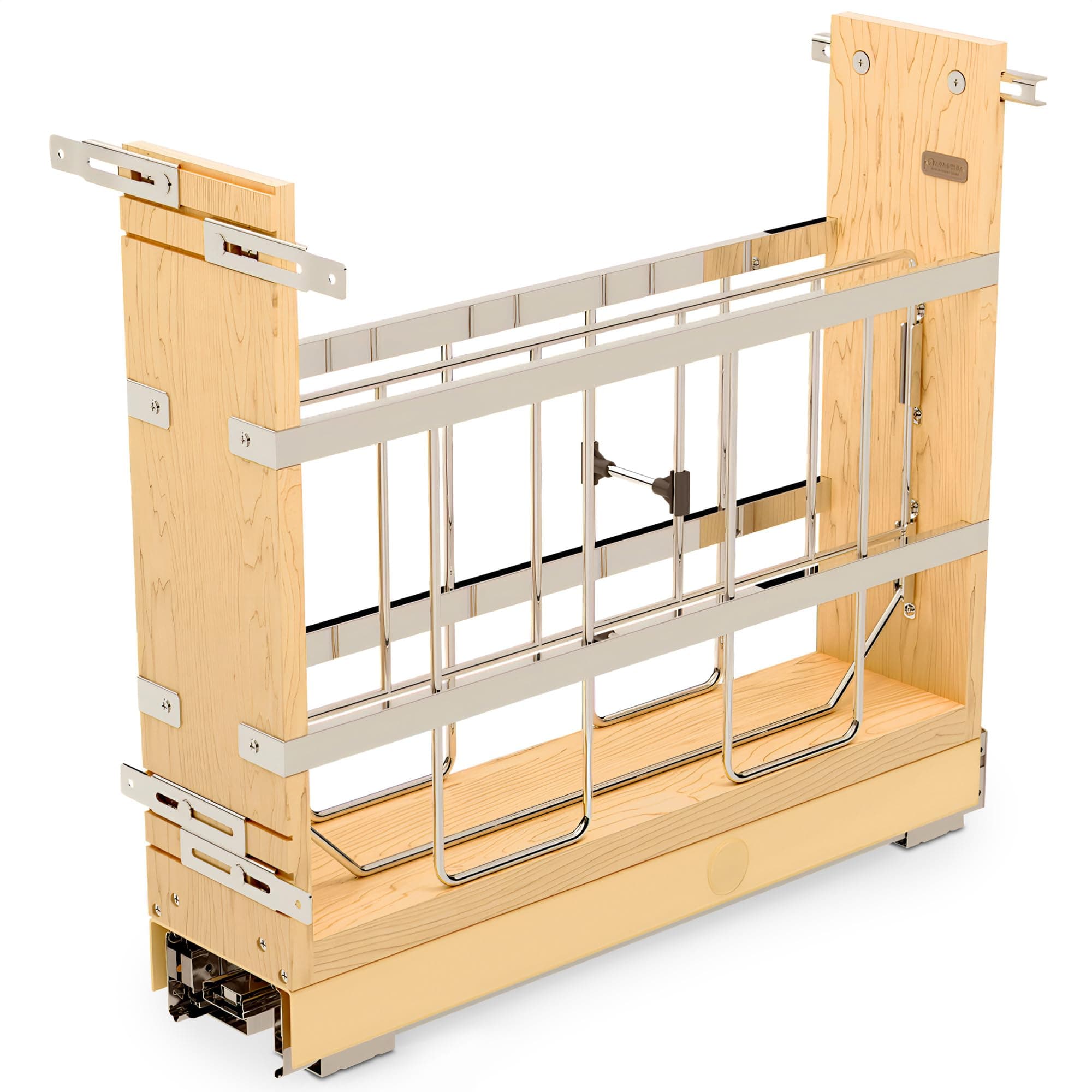 Rev-A-Shelf 5" Pullout Wooden Bakeware Organizer Shelf for Base Kitchen Cabinets w/ Soft-Close and 100 Pound Ball-Bearings, 447-BCBBSC-5C