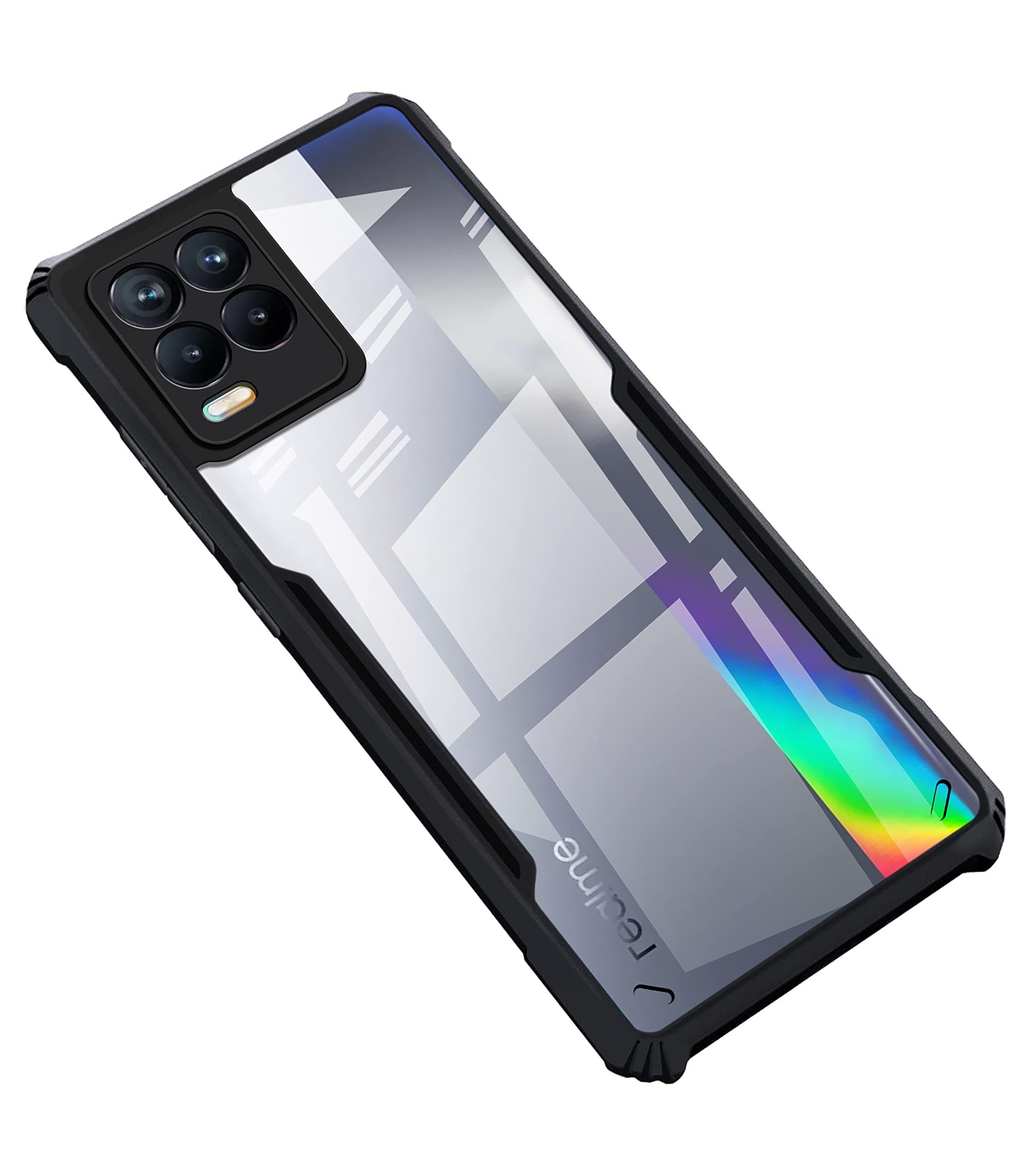 Back Case Cover for Realme 8 / Realme 8 Pro | Compatible for Realme 8 / Realme 8 Pro Back Case Cover | Clear Case with Camera Protection | (TPU + PC | Matte Black)