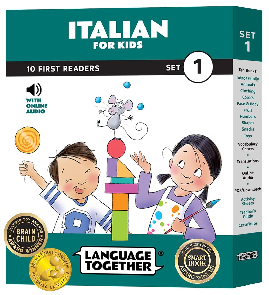 Italian for Kids: Beginner Learning Set of 10 First Reader Books with Online Audio and 100 Words: Learn Italian for Kids Ages 3-8, Set 1 by Language Together Paperback – 1 Aug. 2022
