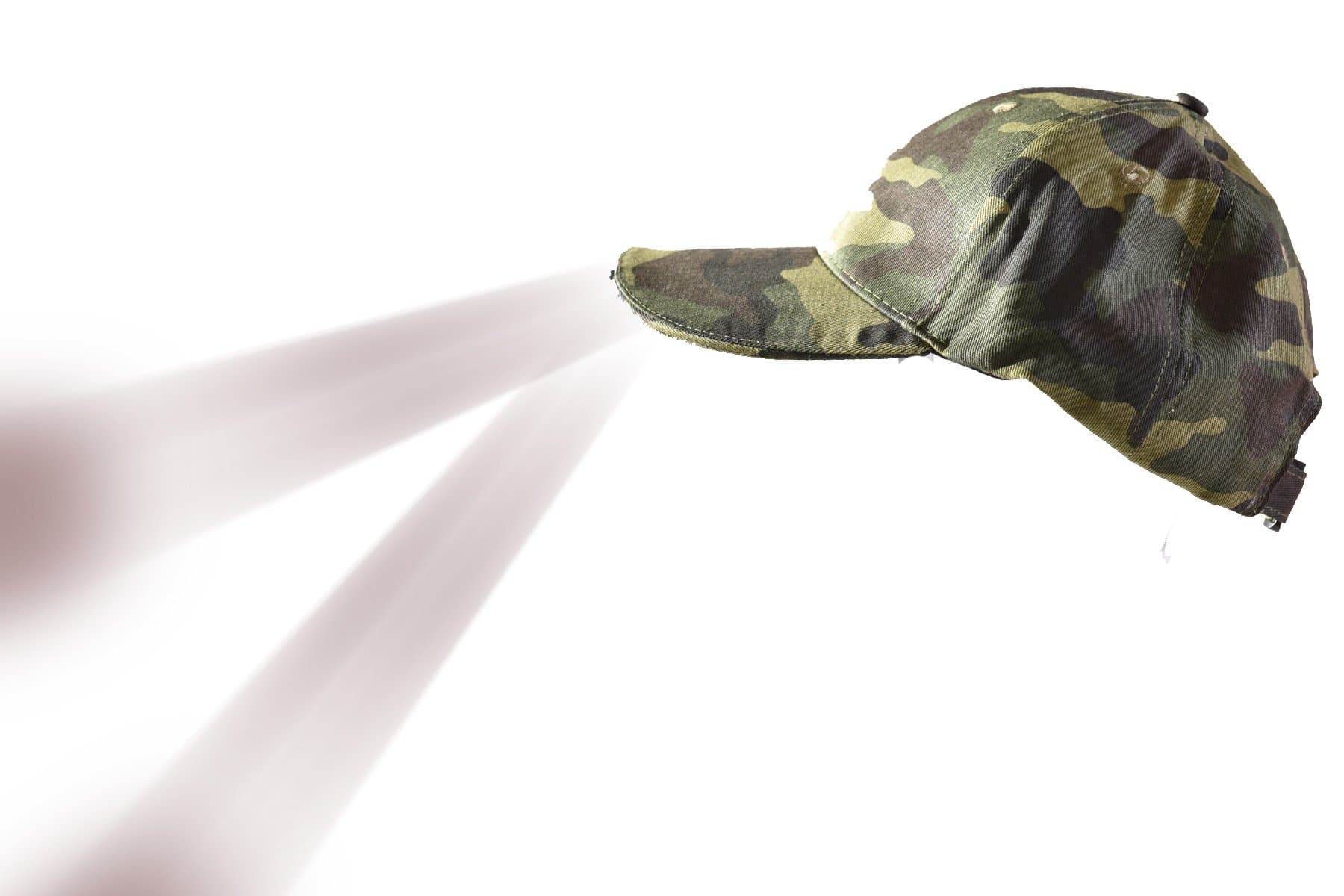 Deluxe Night Vision Camo Cap Red Beam, High Beam and Low Beam LEDs 6 LED Flashlight Cap, Camo, Compare to Panther Vision and Other LED Caps