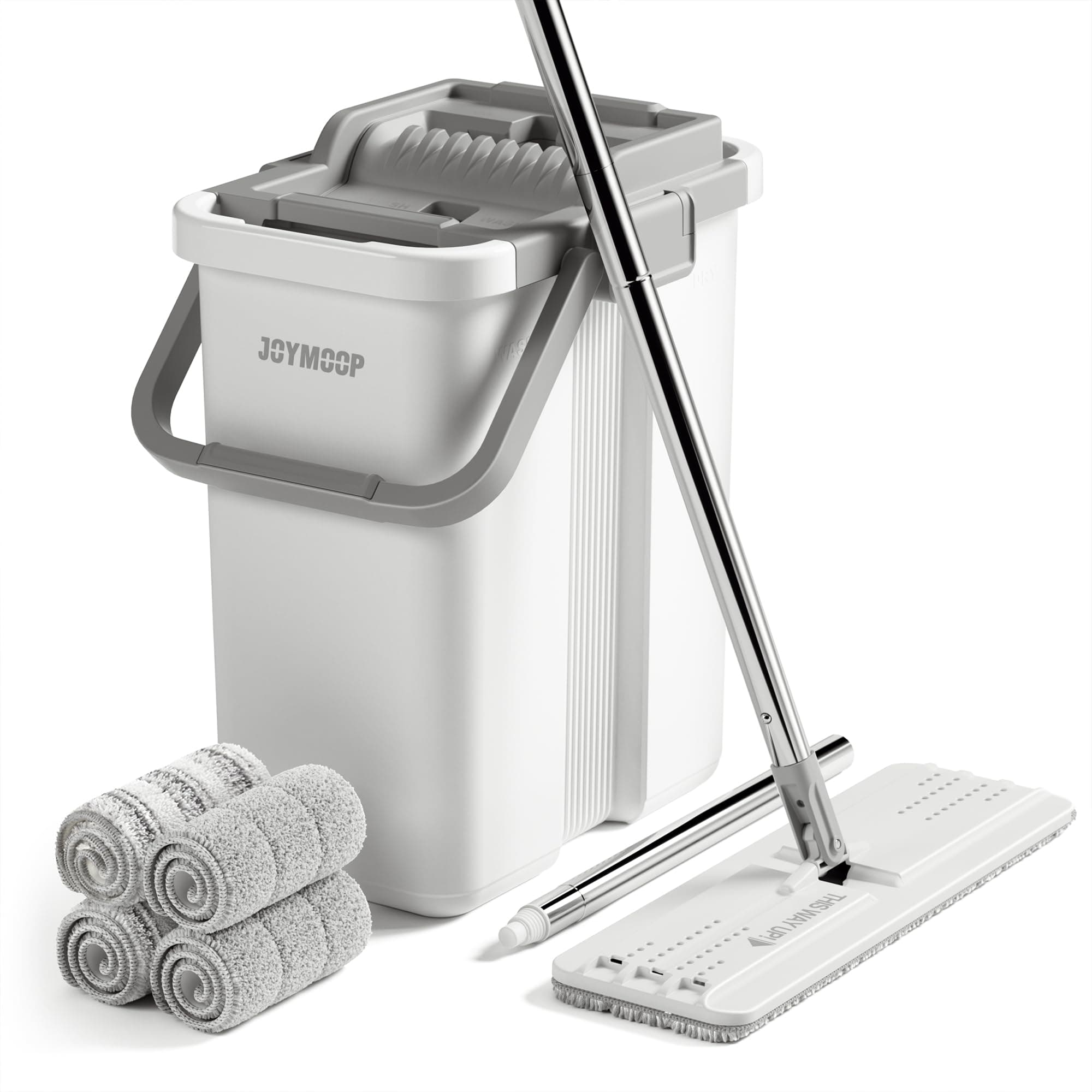 JOYMOOP Mop and Bucket with Wringer Set, Flat Squeeze Mop Flat Head, Dust Mop...