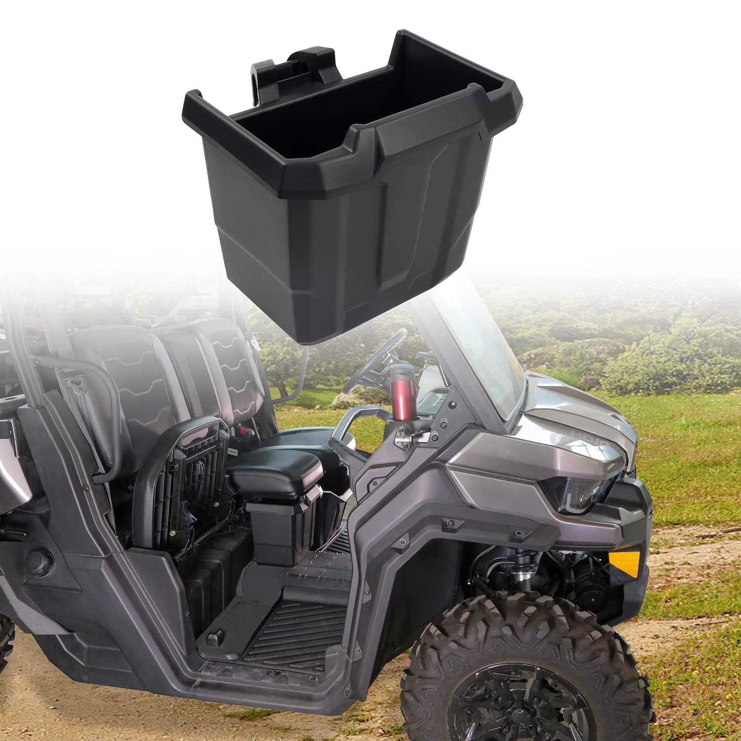 CPOWACE Black Under Seat Storage Box, Center Side Removable Storage Bins Compatible with Can Am Defender HD8/HD10/HD5/Max HD8/Max HD10 Accessories 2016-2021