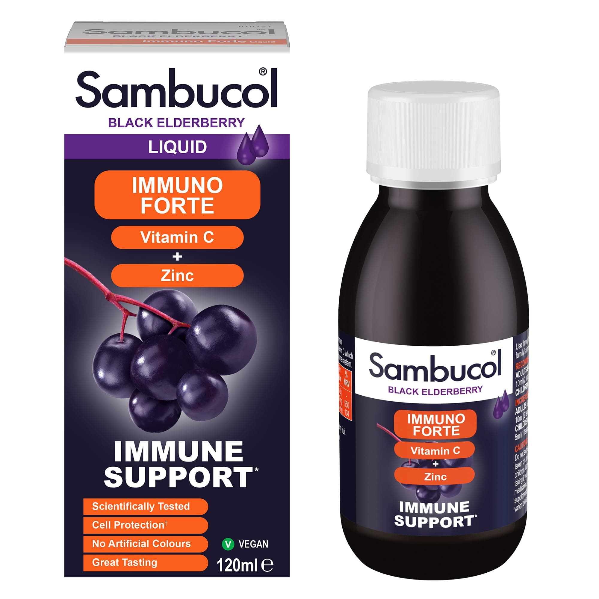 Natural Black Elderberry Immuno Forte, Vitamin C, Zinc, Immune Support Supplement Liquid, Syrup, 120 ml (Pack of 1)