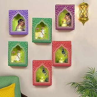 CraftVatika Jharakho Diya Set of 2 Diwali Decoration Items, Home Decor Items Festive Decor Item, DIY Craft Traditional Jharokha Box for Hanging (Pack of 2)