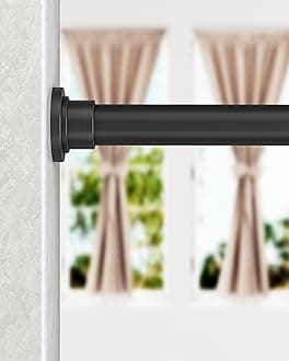 ALLZONE Shower Curtain Rod Spring Tension,28-42 Inch Heavy Duty Tension Rod No Drilling, Anti-Slip Shower Rod Tension,Adjustable Tension Curtain Rod for Window/Bathroom/Closet,Black