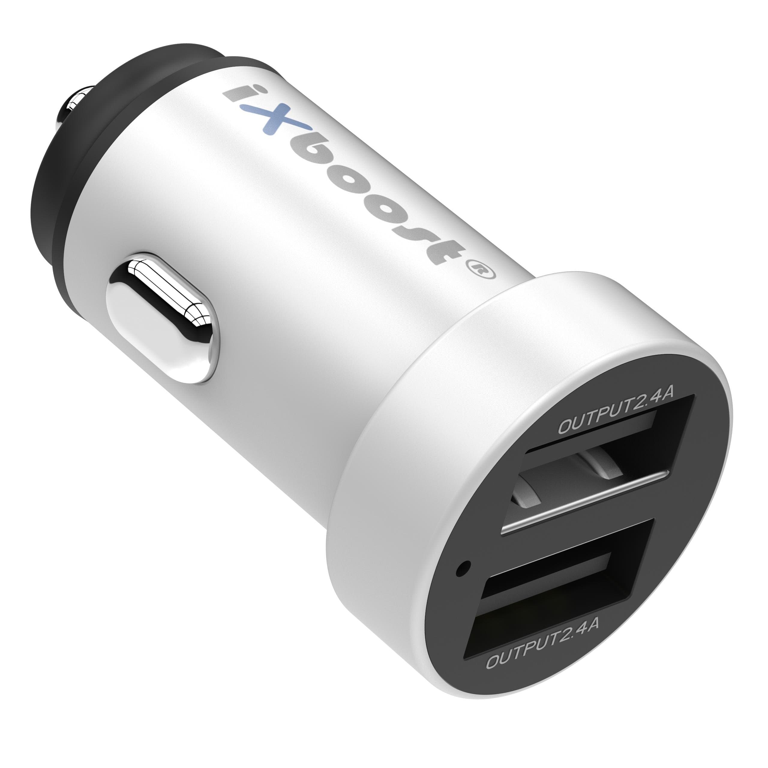 IX 5s Speed Charge 4.8 A Dual USB Car Battery Charger Fully Metal Car Adaptor with Intelligent IC 2 Port Charger for All Mobile Phones e.g. Samsung/HTC/Huawei/LG/iPhone 7 More Silver