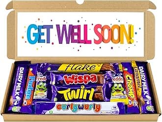 Get Well Soon Gift - Chocolate Hamper, Letterbox Chocolate Gift Box of 10 Fullsize Dairy Milk Chocolate bars, Ideal Gifts For Women & Gifts For Him (Get Well Soon)