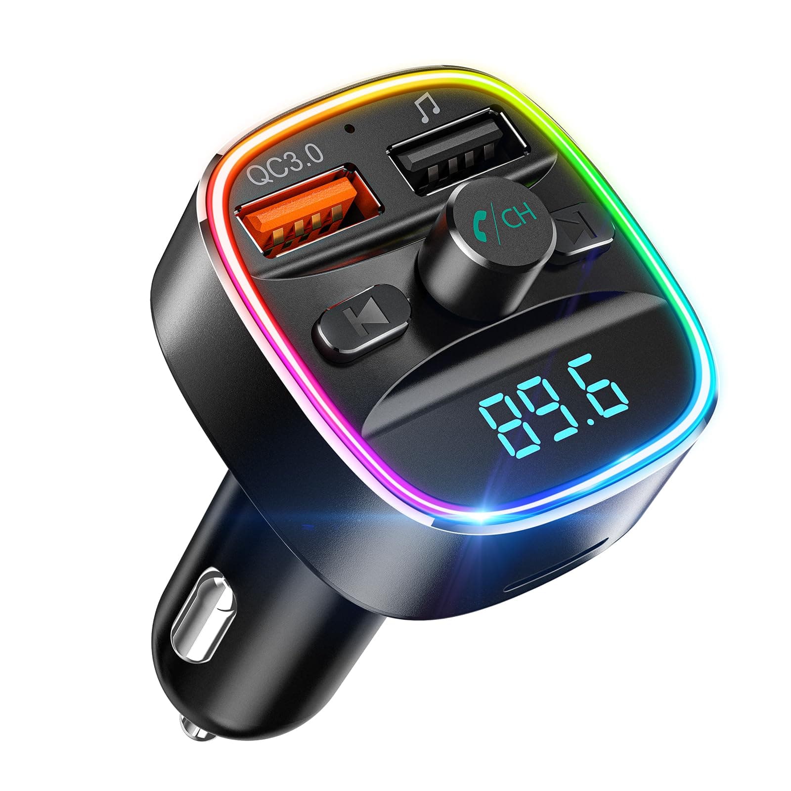 Nulaxy FM Transmitter, Nulaxy V4.2 Bluetooth FM Transmitter for Car, Wireless FM Radio Backlit Car Bluetooth Adapter, 5V/2.4A USB Car Charger, Support USB Drive, TF Card and Hands-Free Talking - NX10