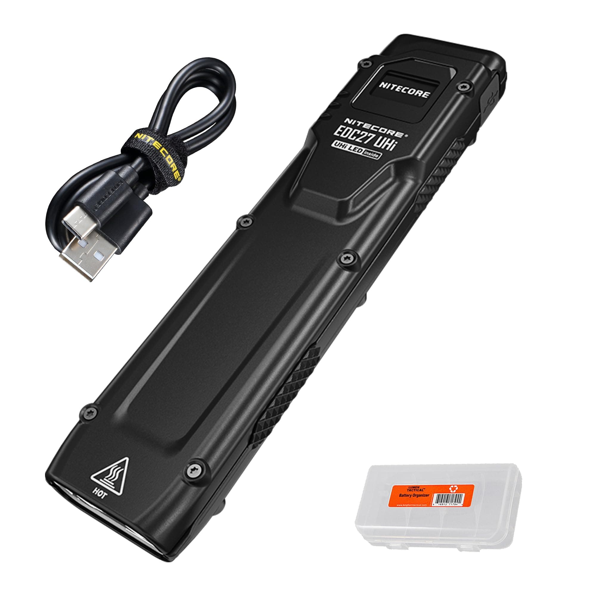 EDC27 UHi 3100 lumens Flat EDC Flashlight, USB-C Rechargeable, High Lumen Slim with Digital Display and Organizer