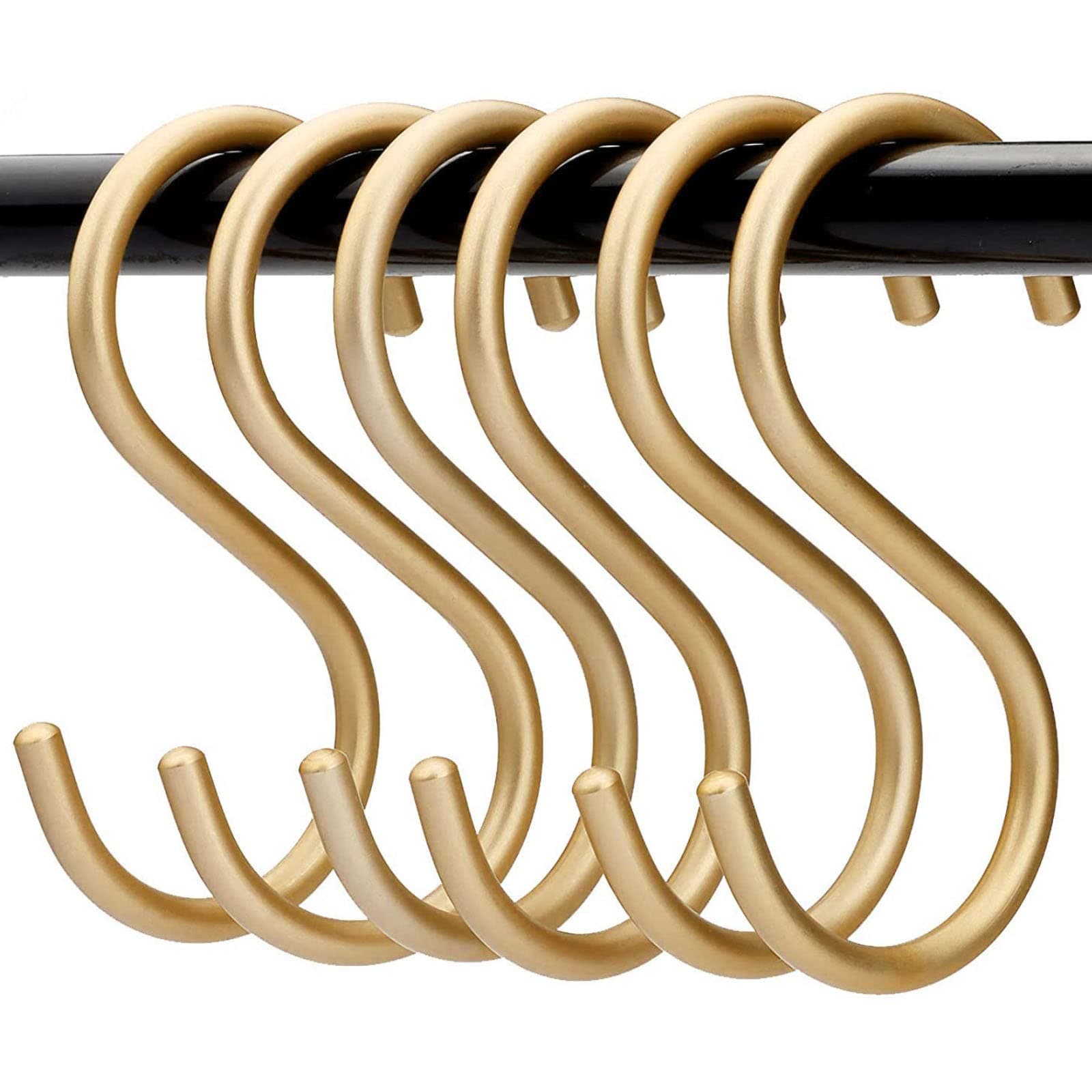 10-Piece Gold S-Shaped Heavy Duty Multi-Purpose Storage Hooks for Hanging Pans, Pots, Plants, Towels & Clothes