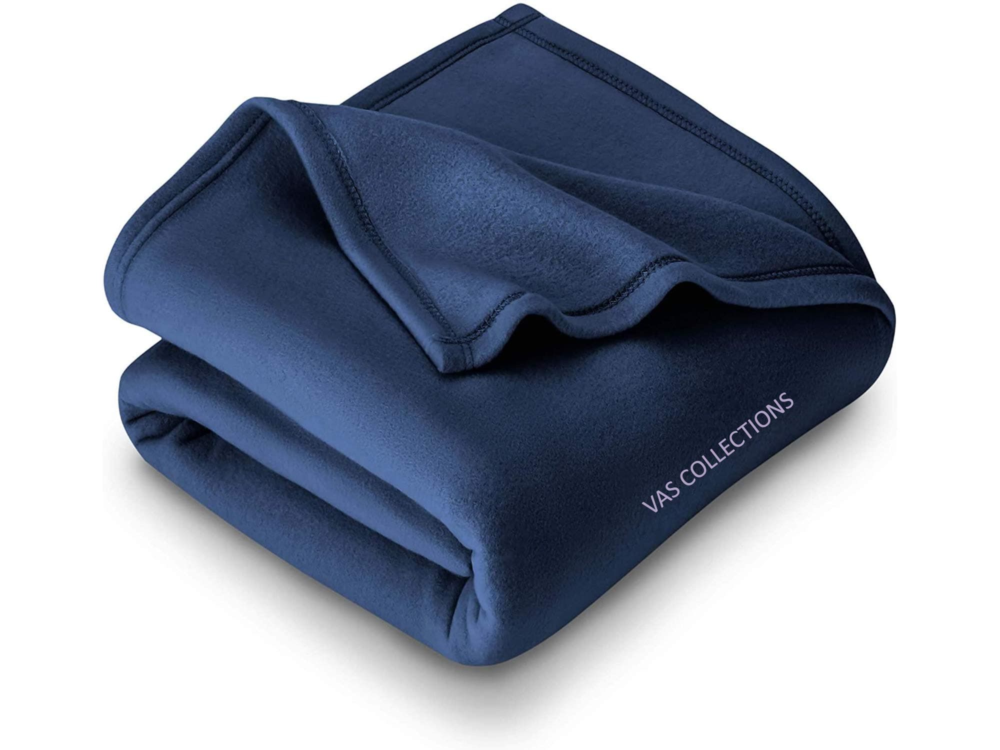 VAS COLLECTIONS - 300 TC All Season Solid/Plain Light Weight Polar Fleece Single Bed Blanket (152 x 230 cm, Blue), Lightweight