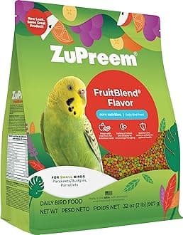 FruitBlend Bird Pellets, Daily Bird Food for Parakeet, Budgie, Parrotlet, Dove, Core Nutrition for Small Birds, Made in USA, Parakeet & Budgie Food (S, 2 lbs)