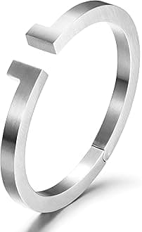 Black Bracelet Mens Cuff Bangle Bracelet with Stainless Steel and Spring-Clasp Cuff Bangle Bracelet Jewelry Gift for Men (Mens Cuff Bangle (White))