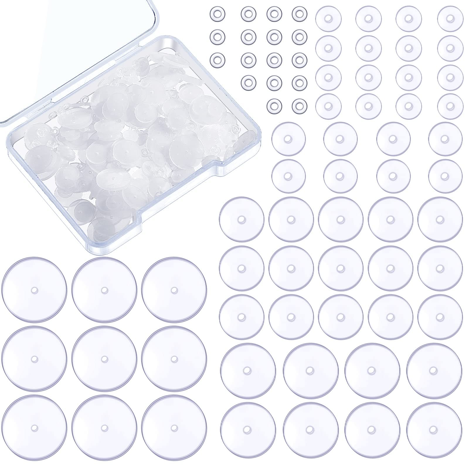 Wesiti 300 Pcs Clear Piercing Disc for Piercing Bump 3/5/7/9/11/13 mm Earring Backs Earring Supports for Heavy Earrings Silicone Discs Pads Stabilizer Cover Earring Stabilizer Discs, 6 Sizes