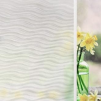 WPCTEV Window Film Non Adhesive Frosted Film Privacy Window Sticker Self Static Cling Vinly Glass Film Anti UV Decorative for Home Office Wavy 17.7 Inch x 6.5 Feet