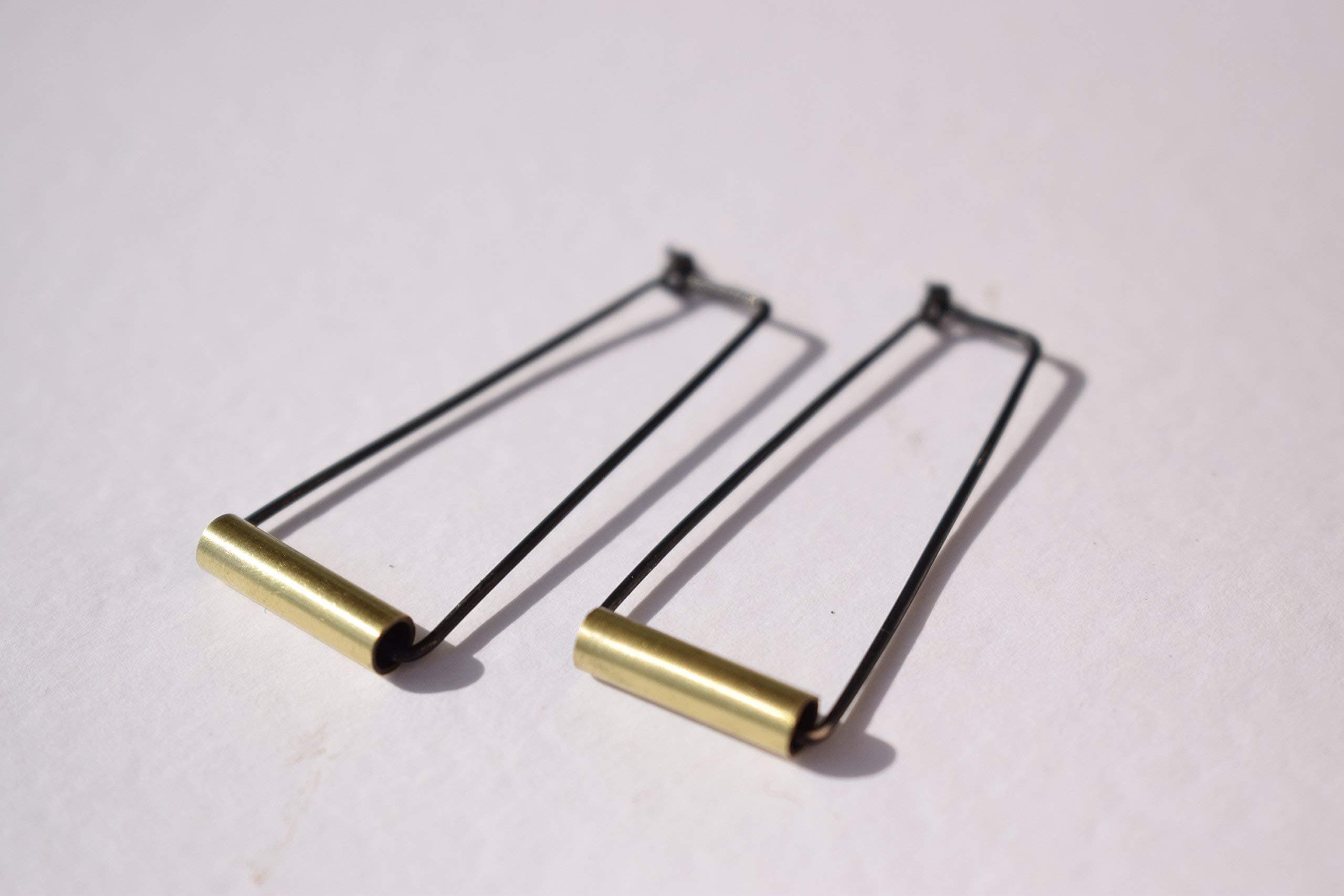 Oxidized sterling silver and brass earrings /P99