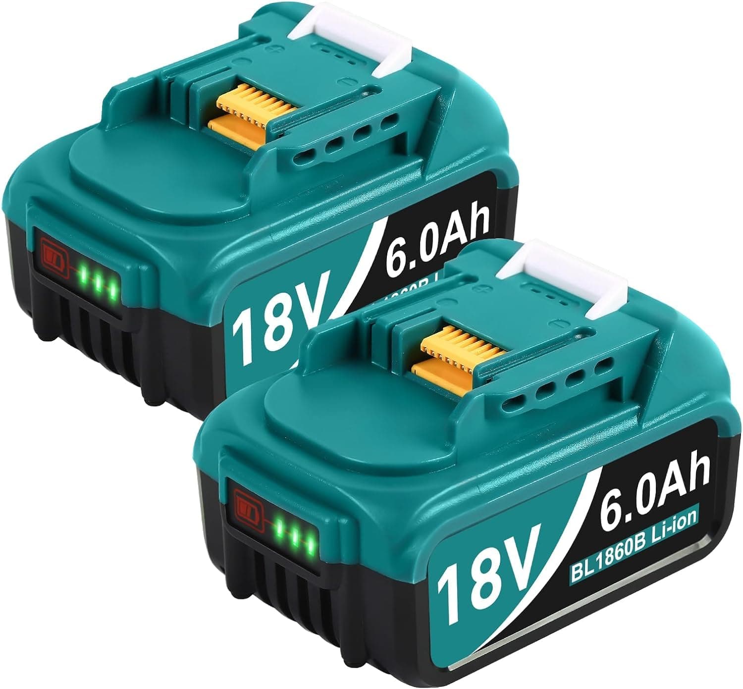 2Pack 18-Volt Replace for Makita 18V Battery BL1860B, Replacement Batteries Compatible with Makita BL1860 BL1820 1830B 1840B 1850B, Fit with Original makita 18V Battery Chargers