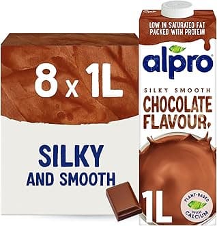Alpro Chocolate Soya Drink - Plant-Based Long Life Dairy Free & Lactose Free Milk Alternative - 1L (Pack of 8)