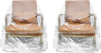 2 Pack Recliner Chair Covers for Moving & Storage, 4 Mil Thick Plastic Chair Cover Protectors, Waterproof Clear Furniture Cover for Armchair Furniture, Heavy Duty Cat Scratching Protector, 65x43x35"