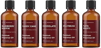 Mystic Moments | Confectionery Fragrant Oil Gift Starter Pack 5x100ml | 5 Sweet Candy-Inspired Fragrance Oils – Bubblegum, Candyfloss, Gummy Bear, Jelly Bean & Marshmallow | Fun Home Scent