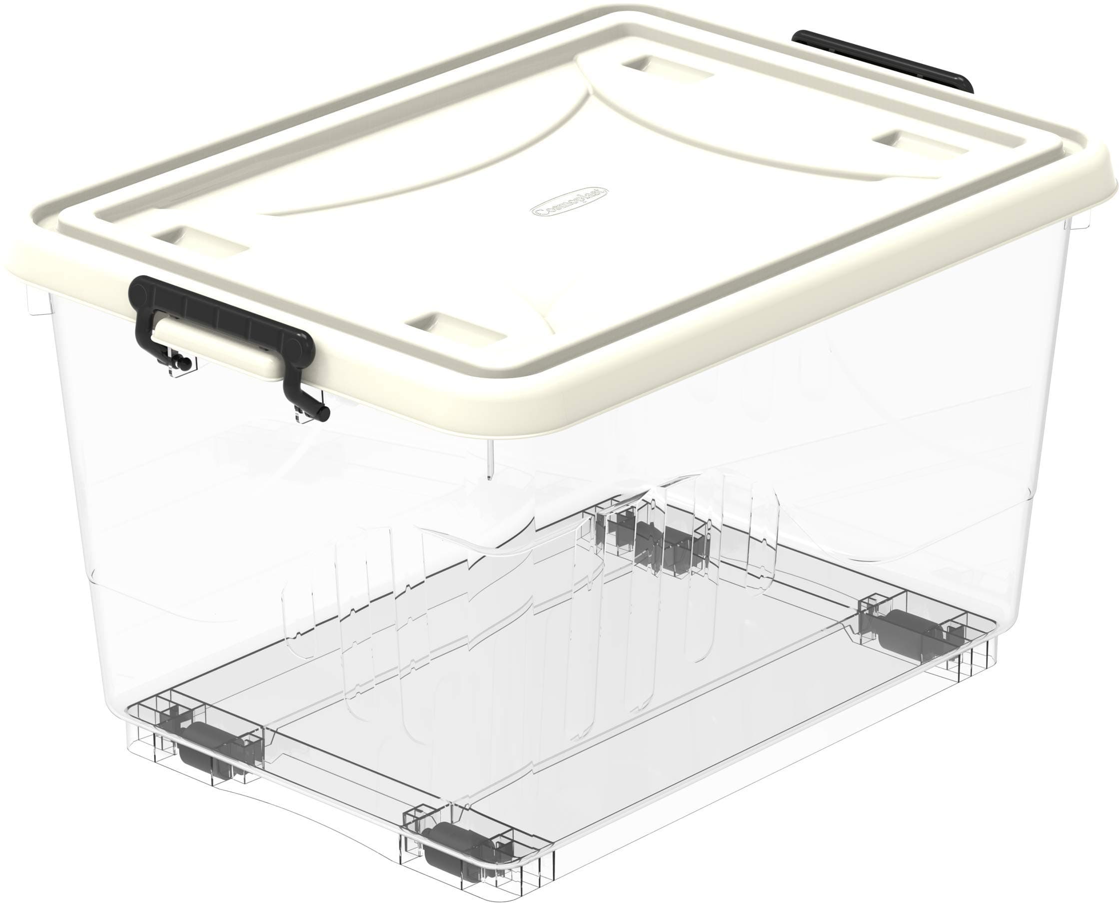 Cosmoplast 33L Clear Plastic Storage Box With Wheels & Lockable Lid, 33-Liters Assorted colors