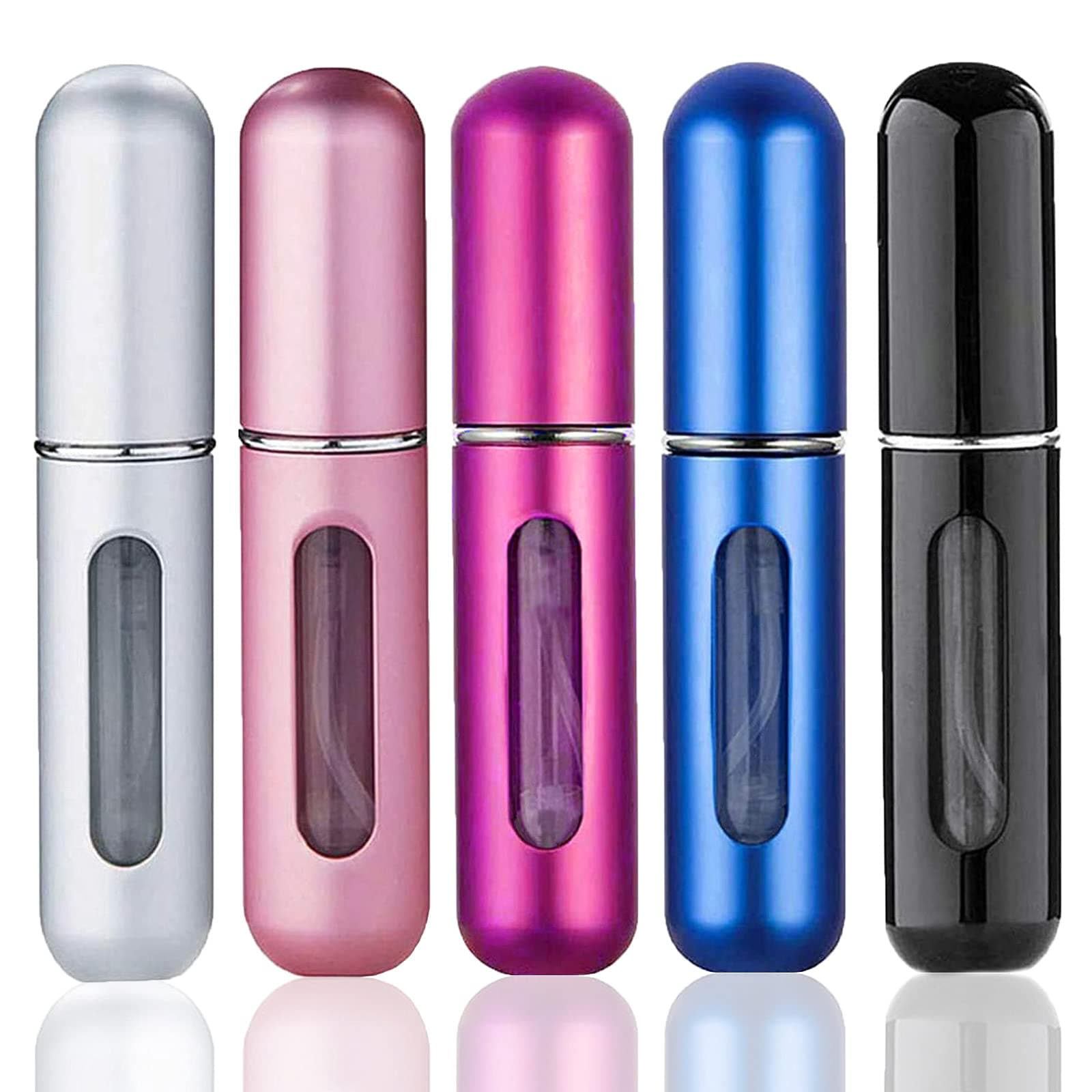 Wendergo Perfume Atomiser Refillable 5 Pcs Travel Bottle Mini ML Atomizer Spray Portable Empty Fragrance Container for Aftershave Holiday and Night Out