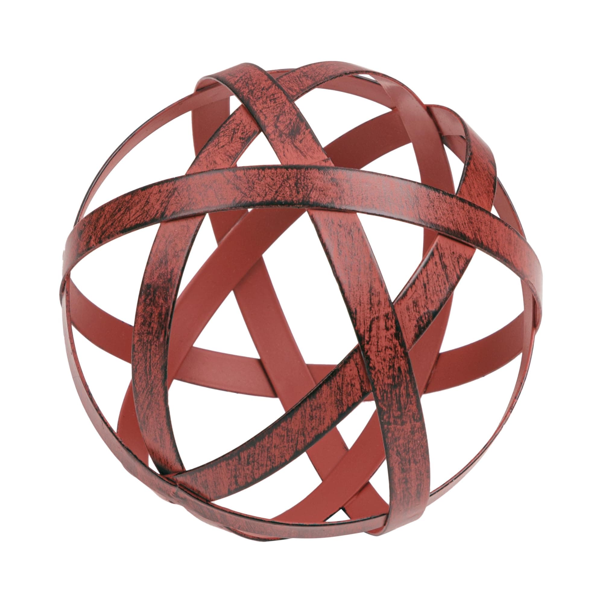Everydecor Red Metal Band Decorative Sphere