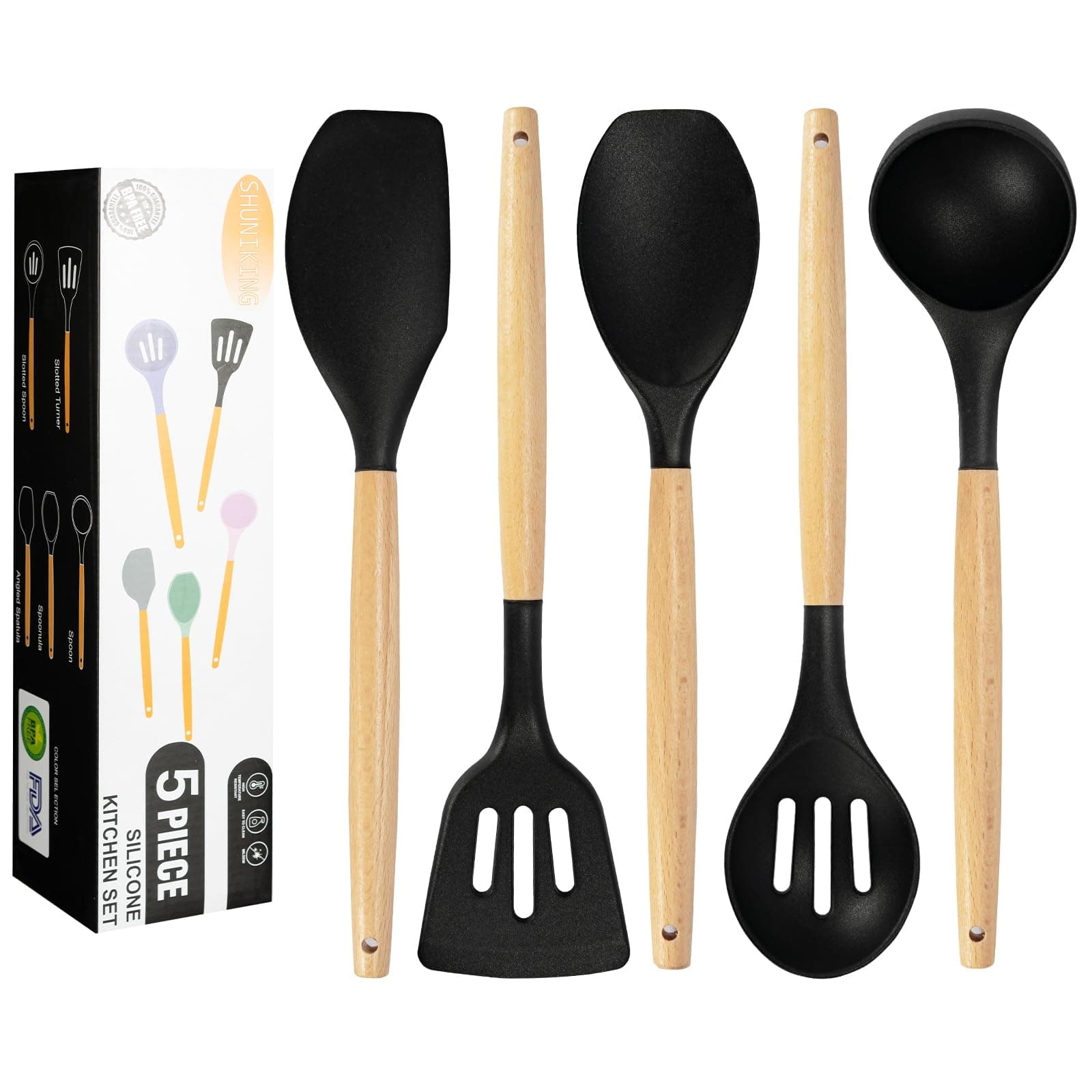 Silicone Spatula for Kitchen | Spatula for Non Stick Pan | Non Stick Spatula Set | Silicone Kitchen Tools | Heat Resistant Flexible 450f Stainless Steel Core Fda Grade Utensils-N-55