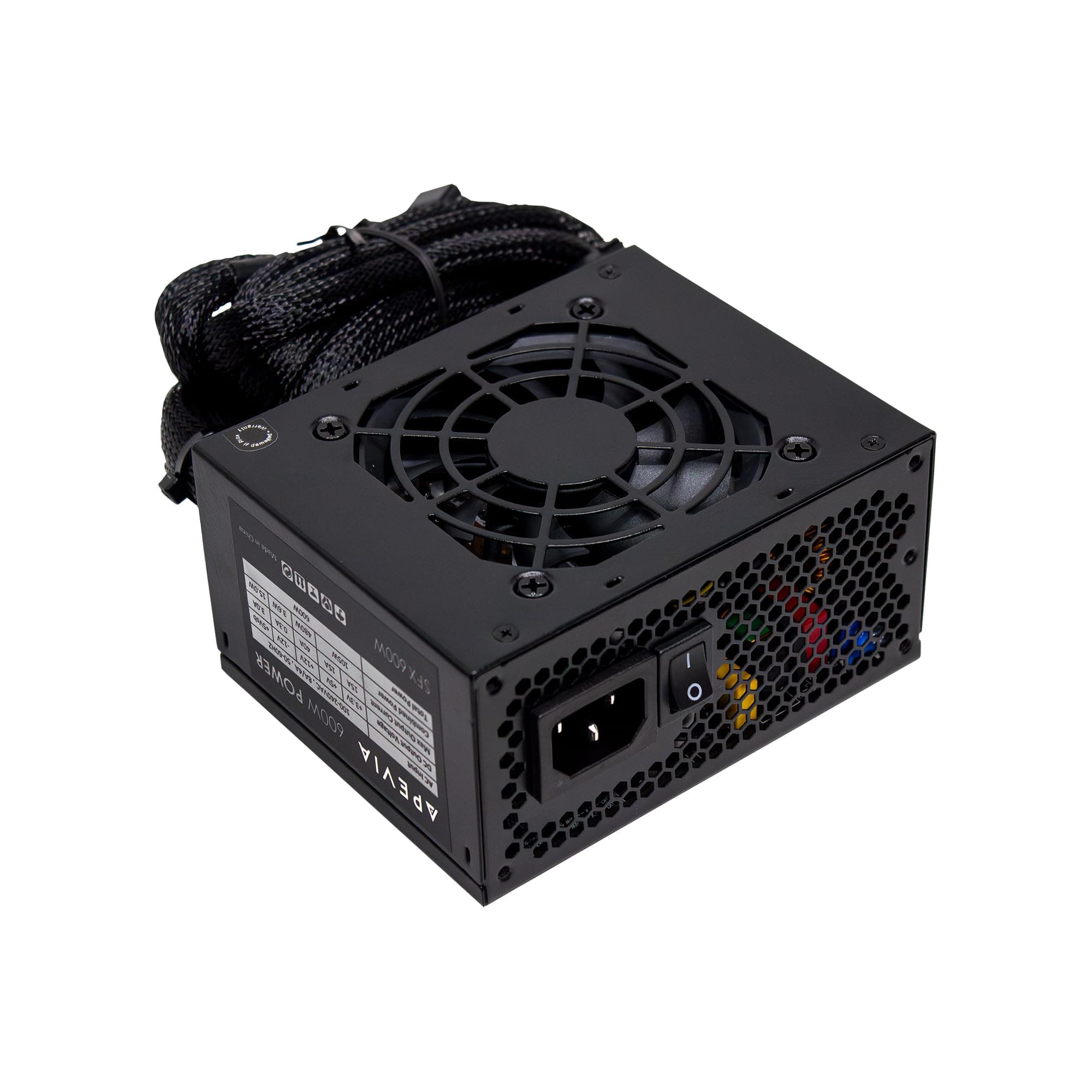 SFX-PFC600W SFX PFC 600W / Micro-ATX, Fixed Cables, Full Range Active PFC 90-264V, Low Noise Desktop Gaming Server SFX Form Factor Computer Power Supply