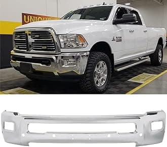 Front Bumper Compatible with 2010-2018 Dodge Ram 2500/3500, Chrome Truck Automotive Steel Replacement Bumpers Face Bar, with Fog Light Holes & Sensor Holes (Style E)