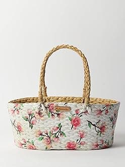 Habere India-All the Cultures Fabricating India Wicker Basket | Wicker Hamper Basket | Bamboo Basket | Cane Basket | Basket for Gift Hamper | Rattan Basket | Decorative Fruit Gift Baskets (Design 14)