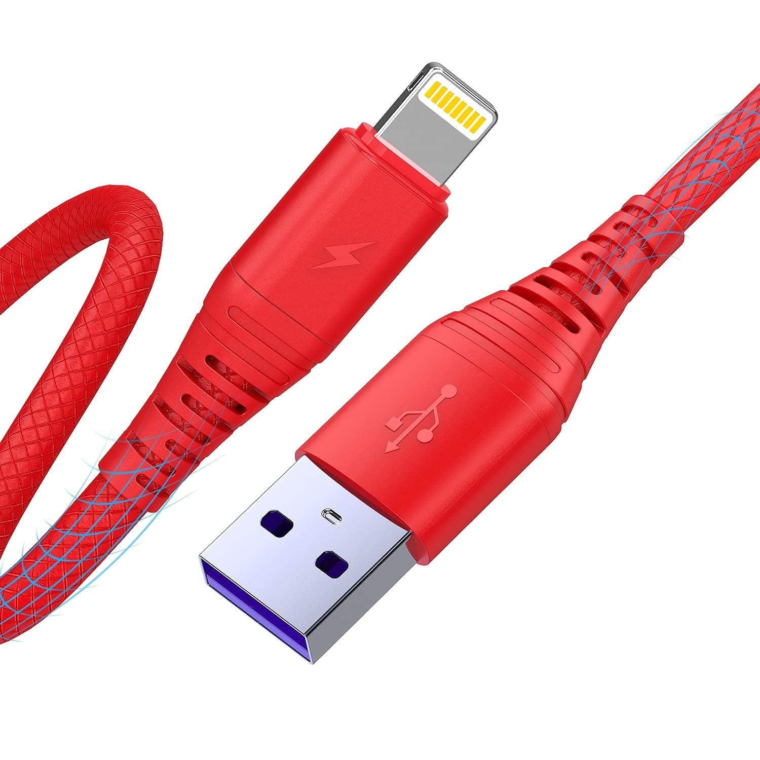 Cabepow [3 Pack] iPhone Charger 6ft, Lightning Cable 6 Foot, iPhone Charging Cord 6 Feet 2.4A USB Cables Compatible with iPhone 11/Xs/XS Max/XR/X / 8/8 Plus / 7/7 Plus/ 6 -Red