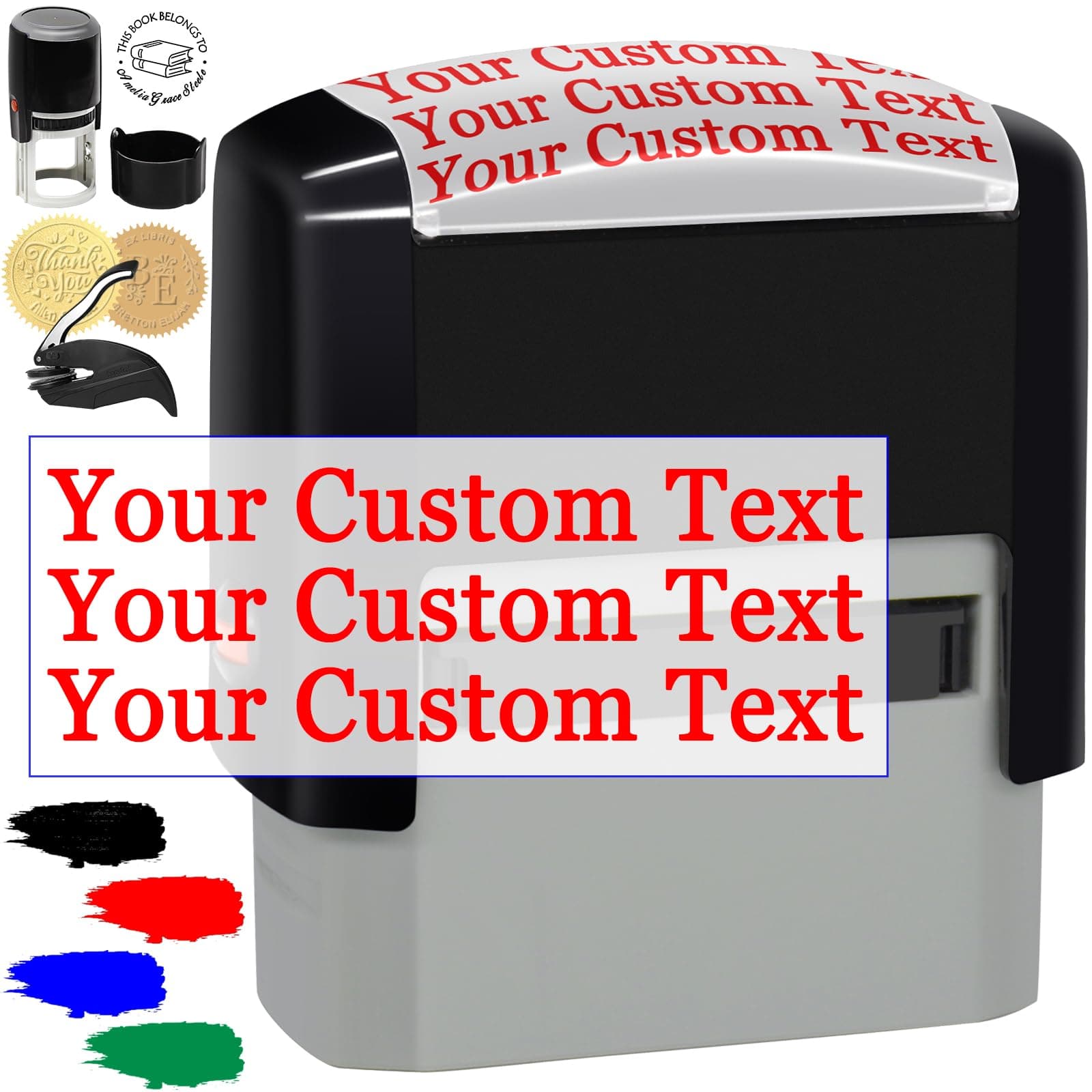 Custom Stamp Personalized Self Inking Stamps Customized Name Signature Ink Stamp for Business Office Date Return Address Label Rubber Stamper Personal