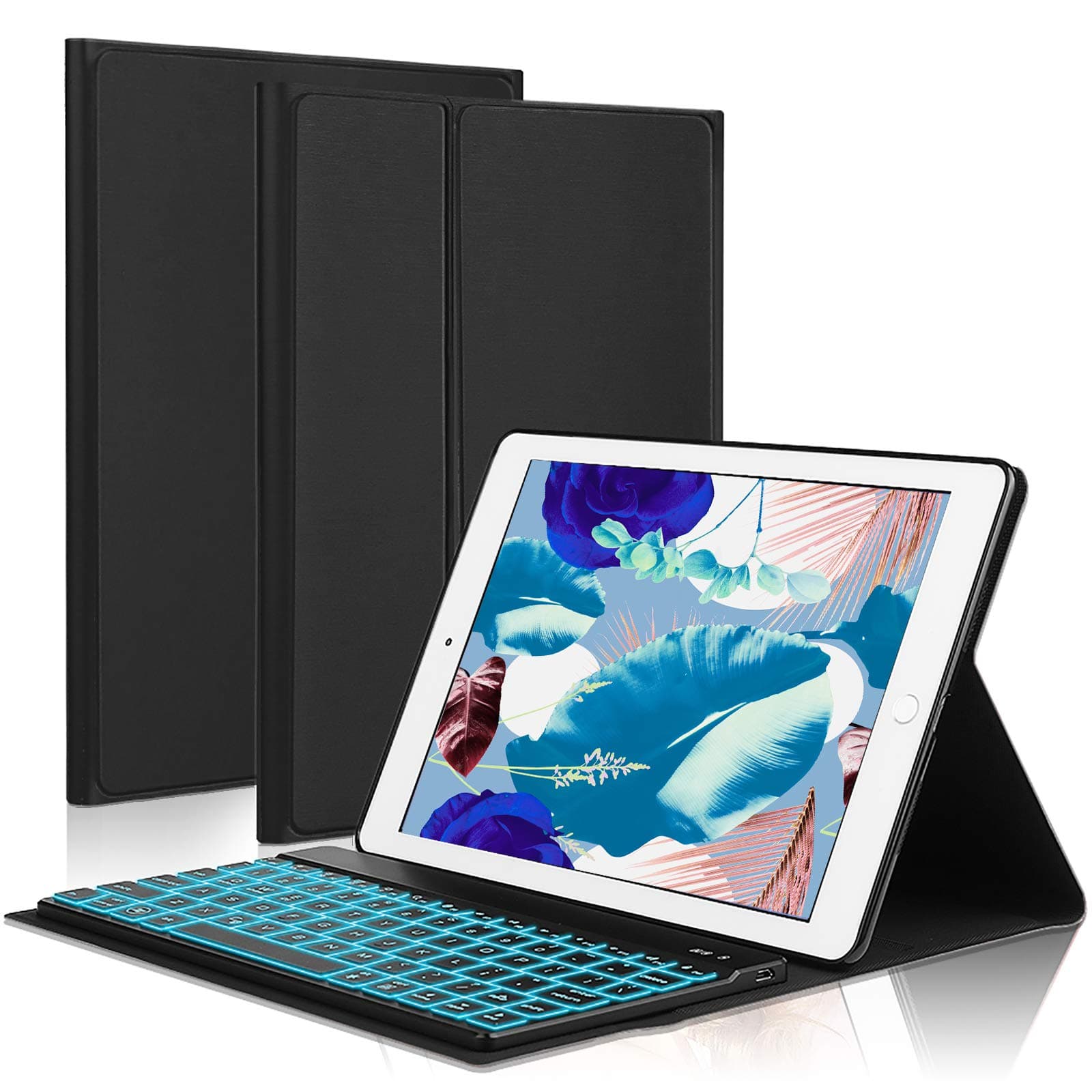 iPad Keyboard Case for iPad Air 2019( 3rd Gen)10.5" /iPad Pro 10.5 2017,OYOSUOGG 7 Color Backlit Wireless Bluetooth Keyboard Case Folio Protective Slim Stand Cover with Auto Sleep/Wake Function -Black