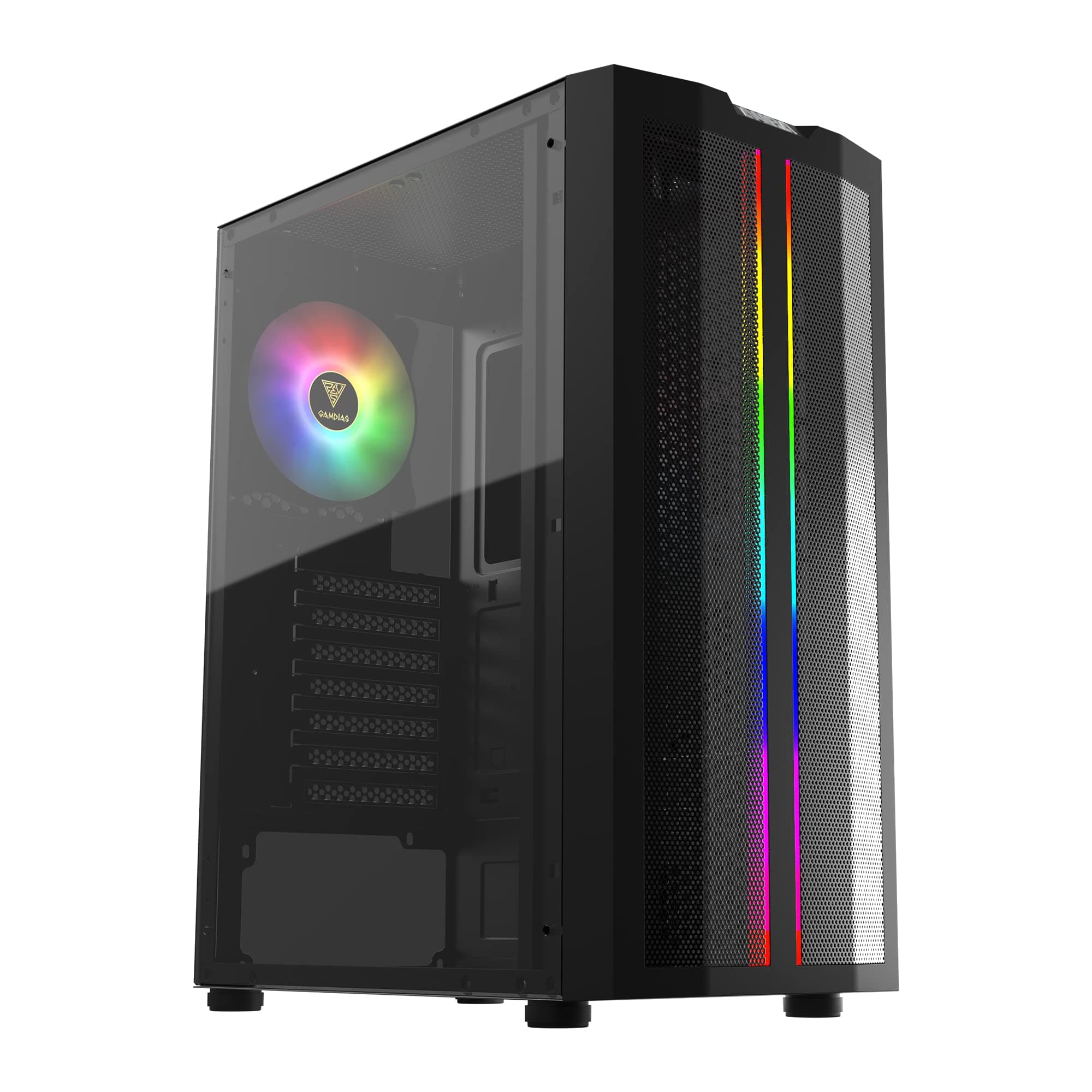 ATX Mid Tower Gaming Computer PC Case with Side Tempered Glass, 1x 120mm ARGB Case Fans, ARGB LED Lighting Strips and Sync with 5V RGB Motherboard and Excellent Airflow