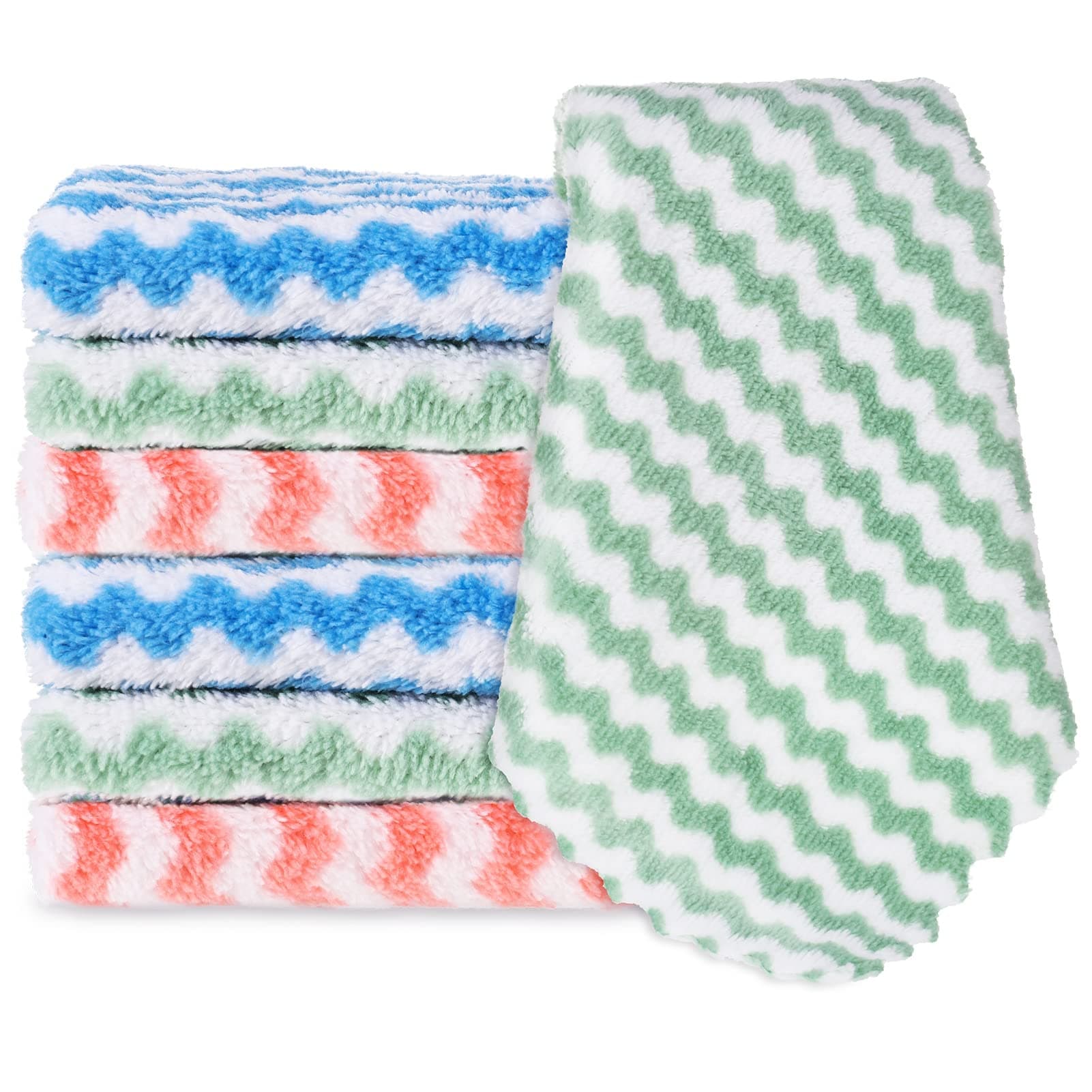 KroY PecoeD6 Pack Microfibre Cleaning Cloth Microfibre Cleaning Rag, Super Absorbent Fibre Dish Cleaning Cloths Cleaning Multifunctional Reusable Towels for Windows Car Kitchen Bathrooms, 9.8x9.8 IN