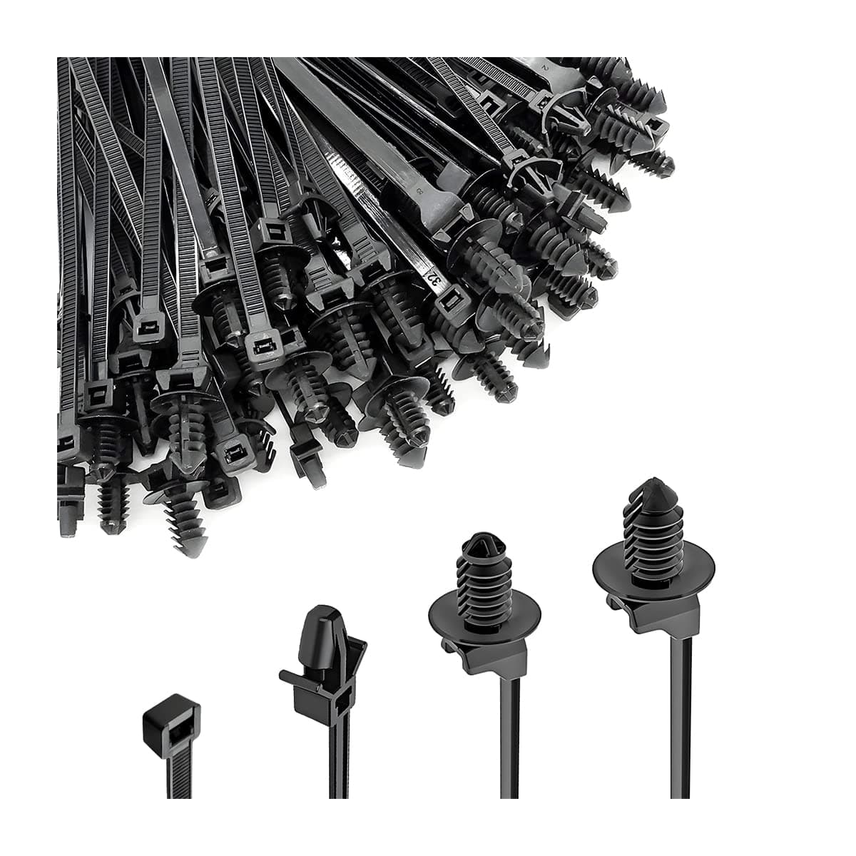 120PCS Car Push Mount Cable Zip Tie, Nylon Self Locking Cable Strap, Engine Bay Wire Harness Restraint Ties, Fastener Cable Clips Wraps for Indoor Outdoor, Compatible with Boat, Trailer, UTV