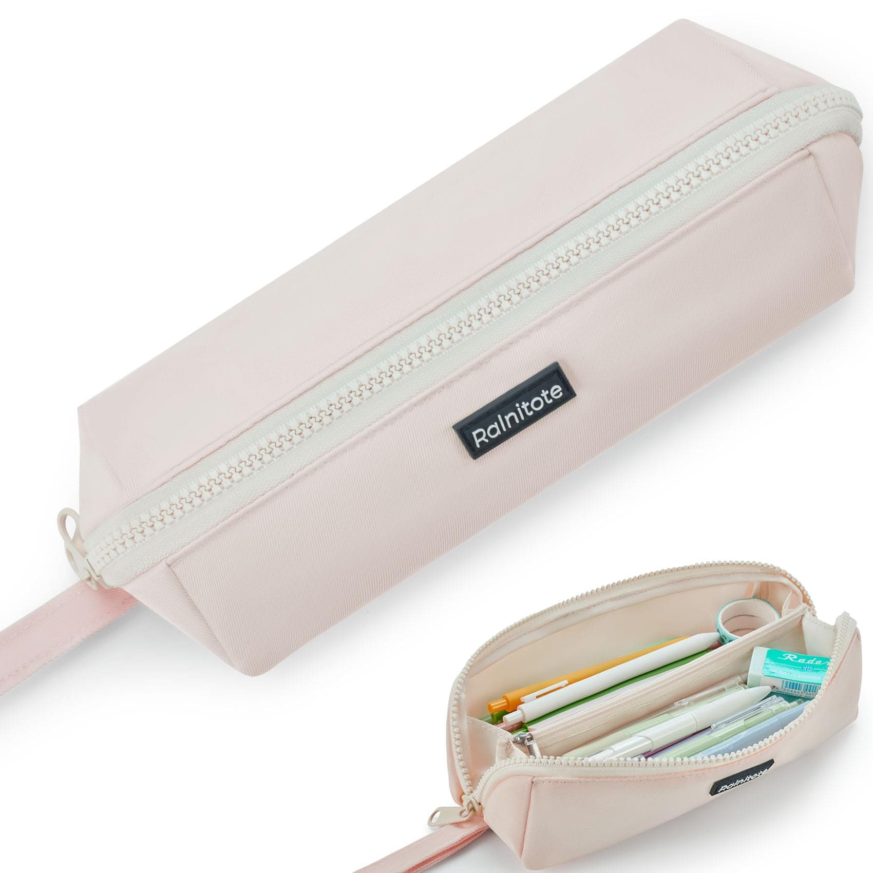 Large Pencil Case with 180° Open Design, Big Capacity Pen Bag for Girls & Boys, Aesthetic & Cute Pencil Pouch for School, Office, Makeup & Tech Accessories-Beige