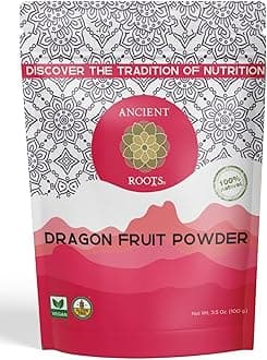 Ancient Roots Dragon Fruit Powder - Natural Food Coloring, Flavoring Powder, Baking Powder, Pitaya Powder for Smoothie, Filled with Antioxidants, 25 Servings (3.5 ounces)