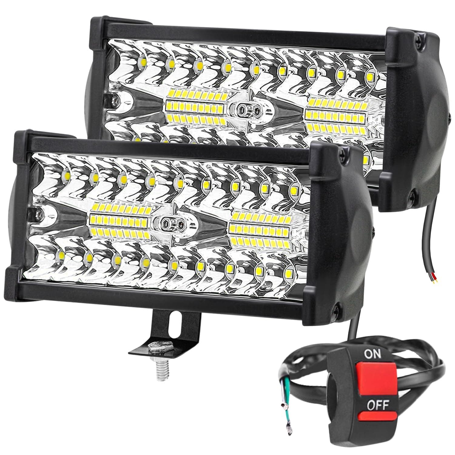 FABTEC 36 LED 7 Inch/18cm LED Bar Light LED Fog Light for All Motorcycles/Bike/Scooty/E-Rikshaw (Set Of 2) (7 Inch,White) (6 Month Warranty)