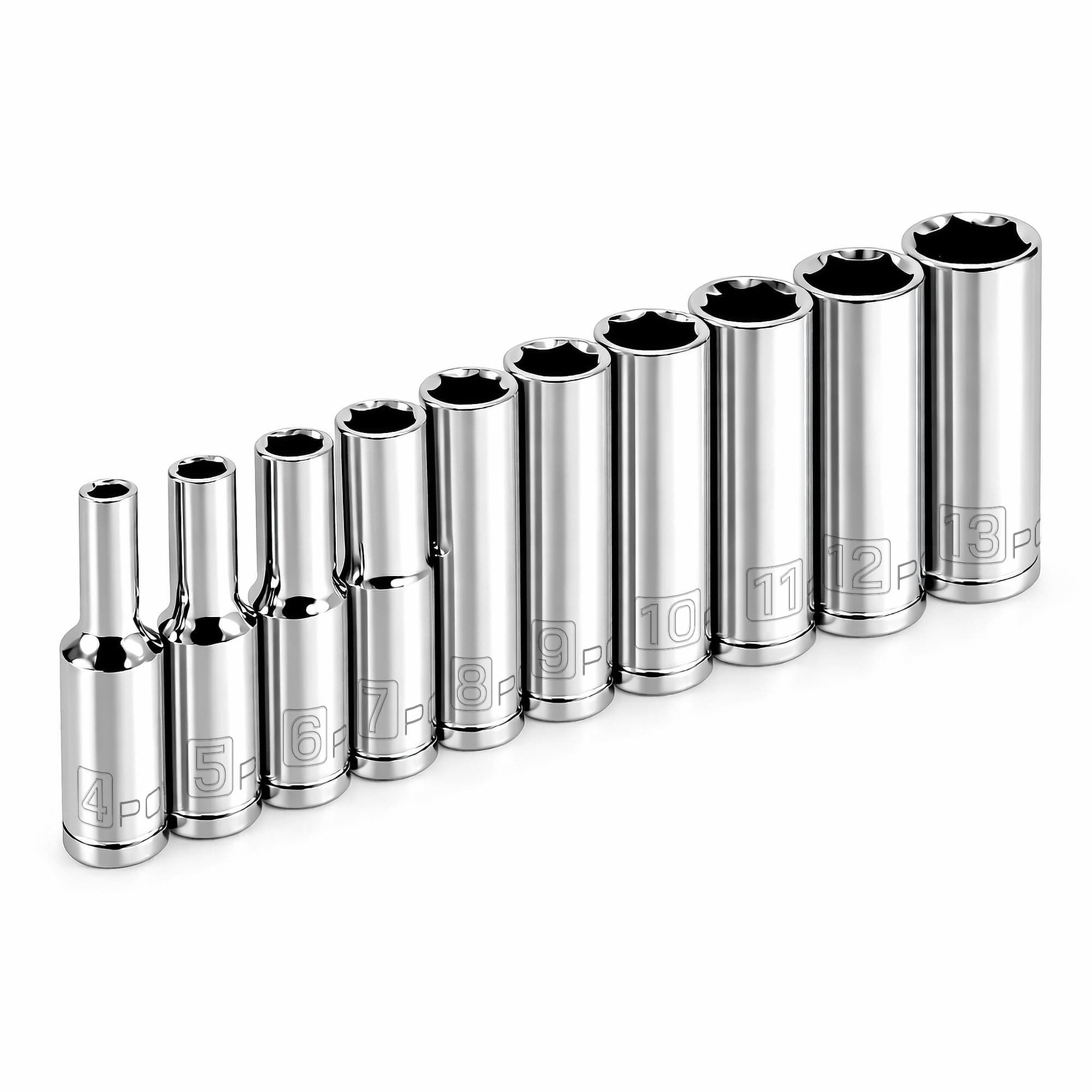 Powerbuilt 640538 1/4-Inch Drive Metric Deep Socket Set, 10-Piece