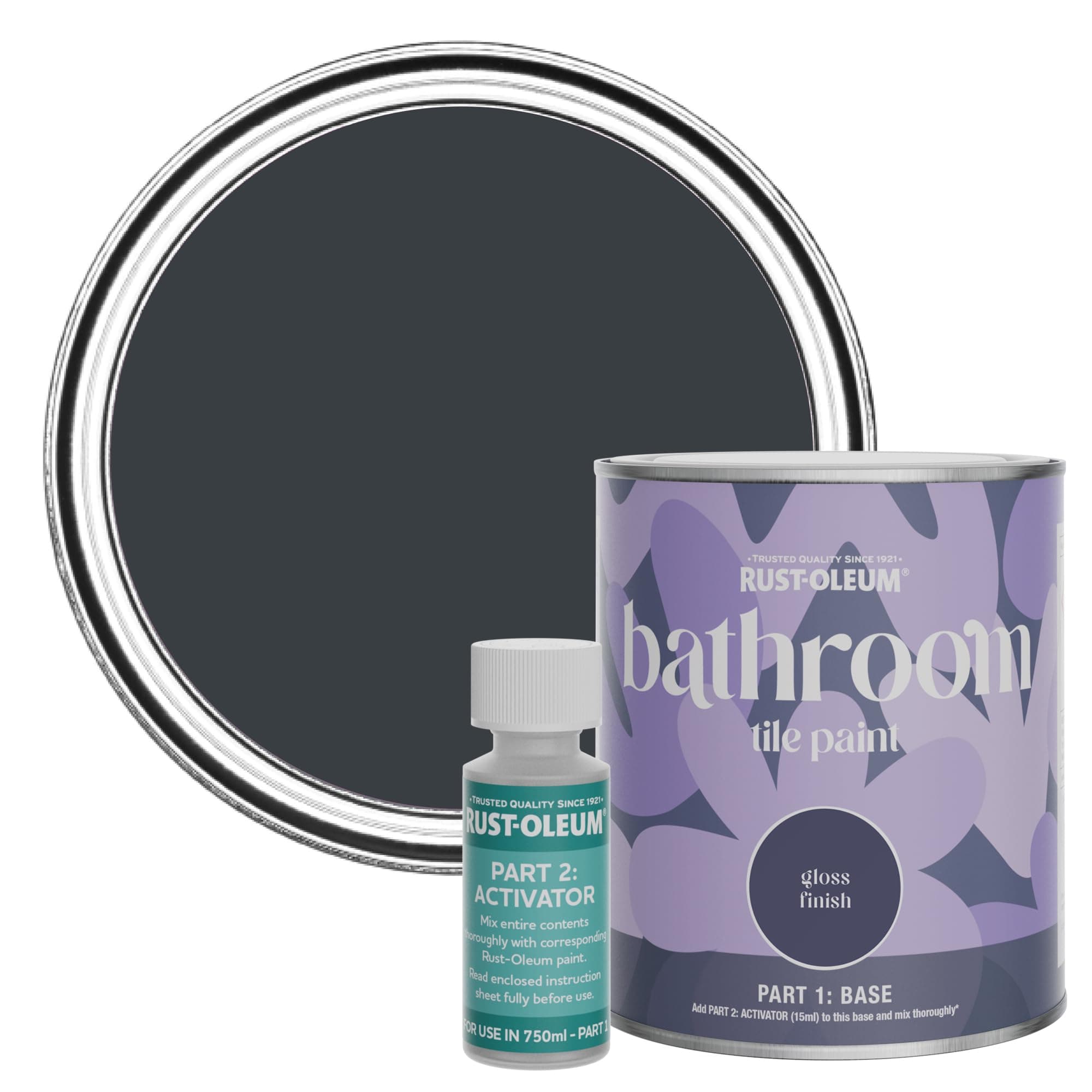 Rust-Oleum Grey Water-Resistant Bathroom Tile Paint in Gloss Finish - Anthracite (RAL 7016) 750ml