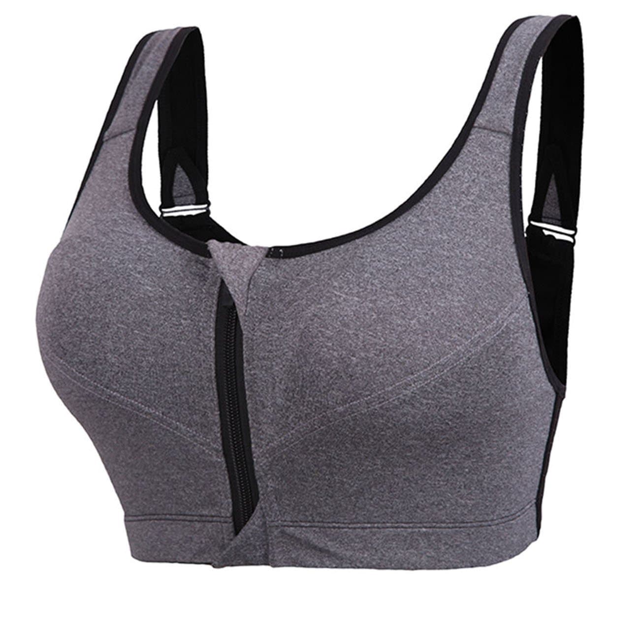 newlashua Women's High Support Push Up Zip Front Close Padded Sports Bra