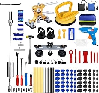 Dent Puller Hail Remover Kits,129pc Professional Car Paintless Dent Removal Tools,Slide Hammer 2 in 1 T-Bar, Adjustable Dent Lifter,Bridge Puller for Auto Body SUV Dings Damage DIY Removal