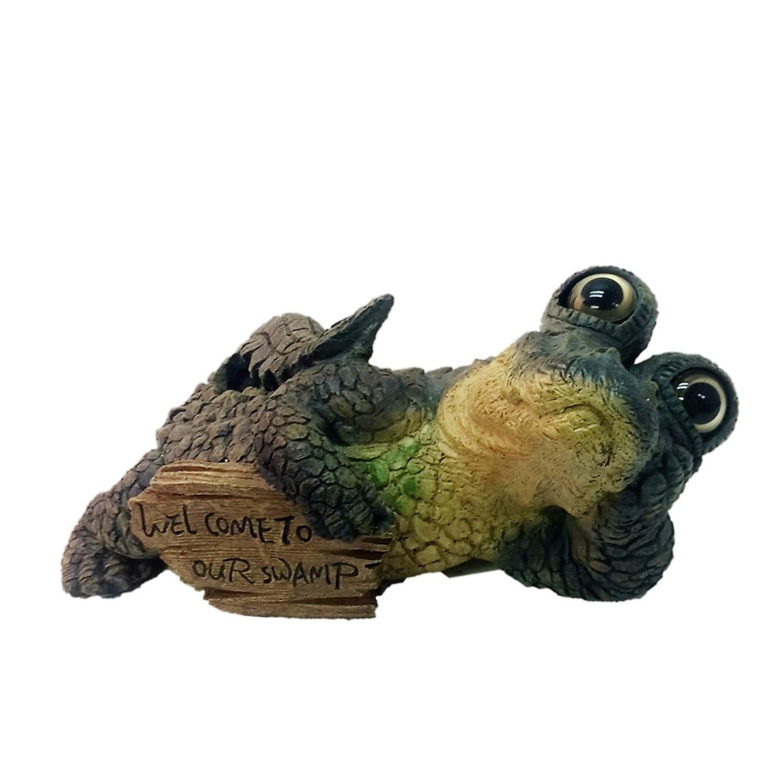 Toad Hollow21 in. Extra Large Lying Gator Welcome to Our Swamp Alligator Whimsical Statue