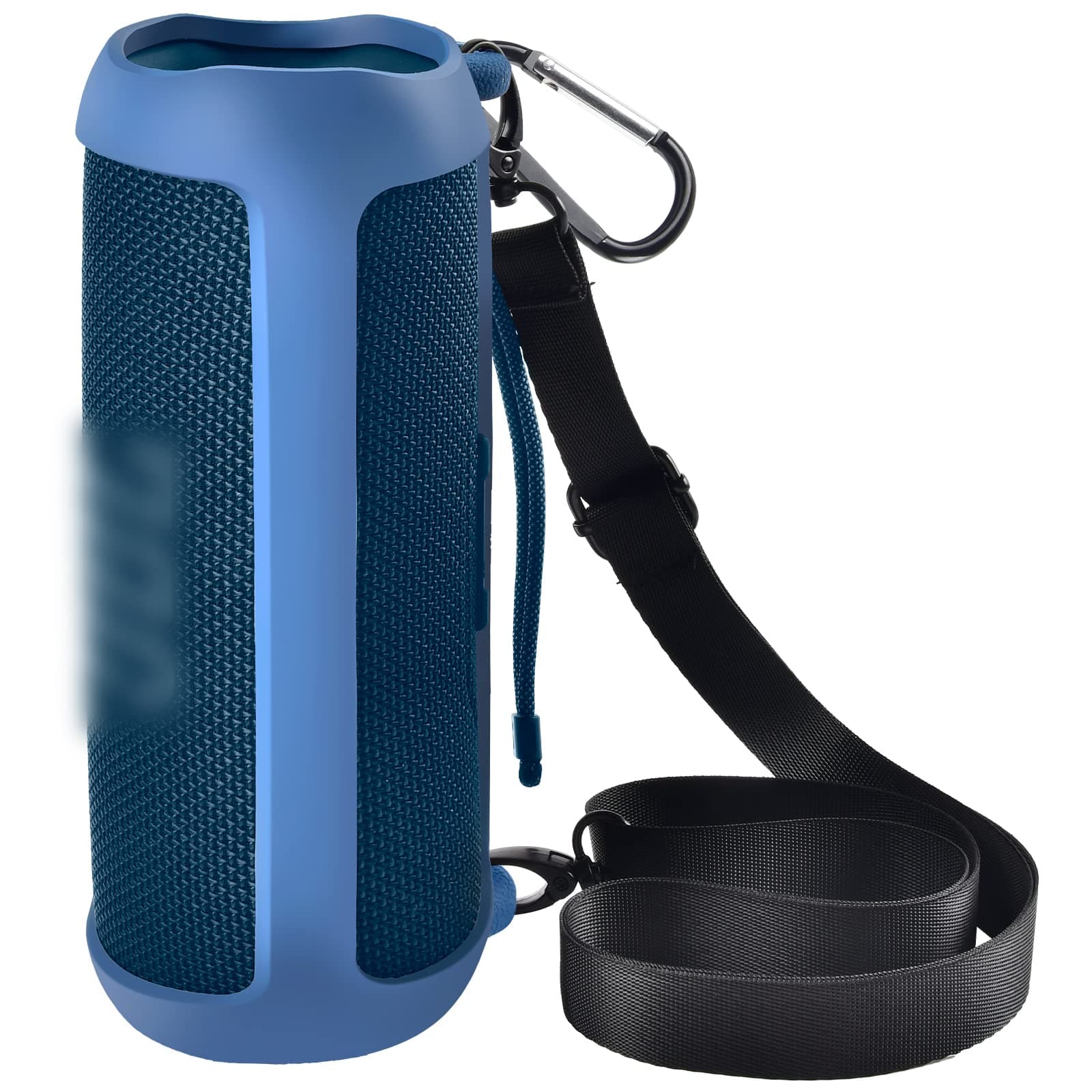 Comecase Silicone Case for JBL FLIP 6 Waterproof Portable Bluetooth Speaker, Gel Soft Skin Rubber Cover, Travel Carrying Storage Bag Pouch with Shoulder Strap and Carabiner - Blue