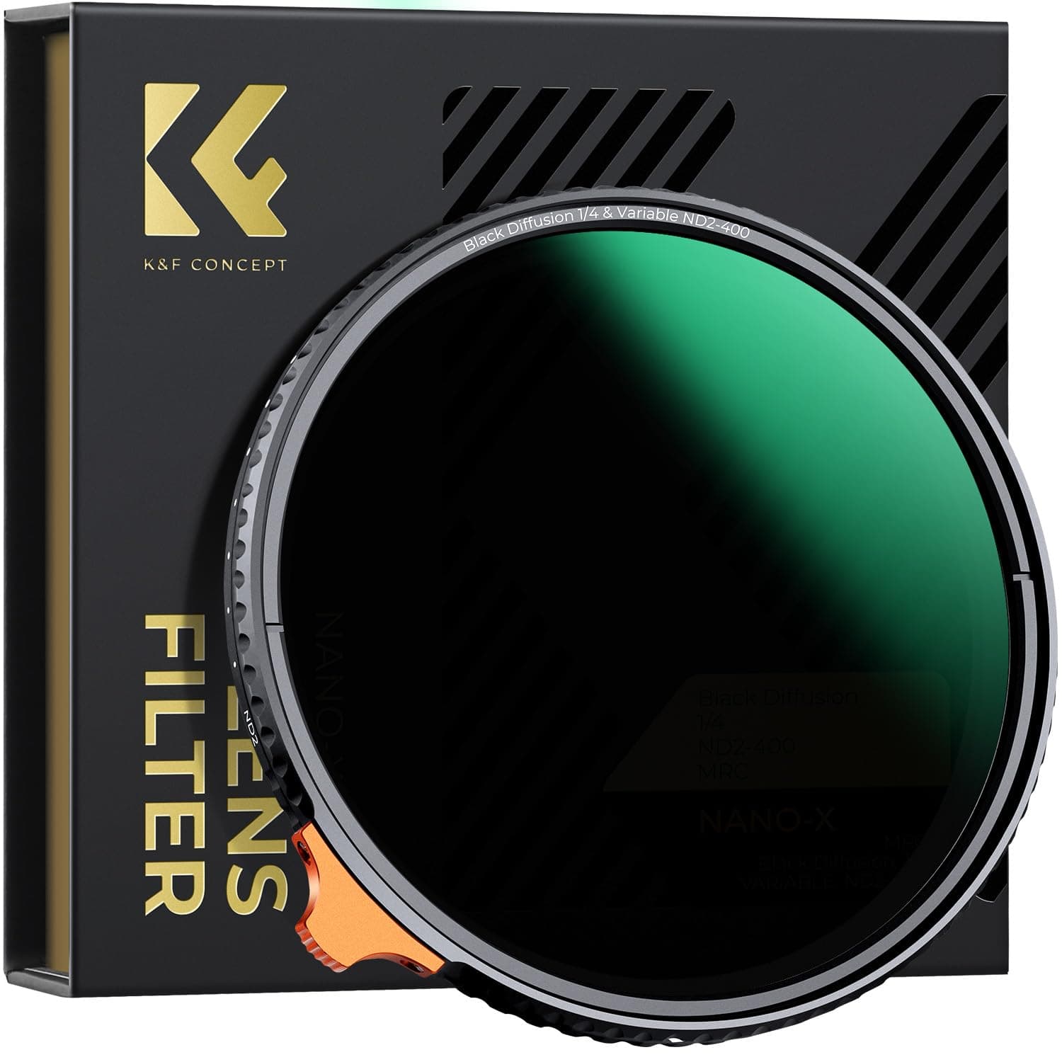 K&F CONCEPT 49mm Black Diffusion 1/4 & ND2~400 Filter, Multifunctional Variable ND Mist Filters Waterproof Soft Diffusion Adjustable Neutral Density(Nano-X Series)