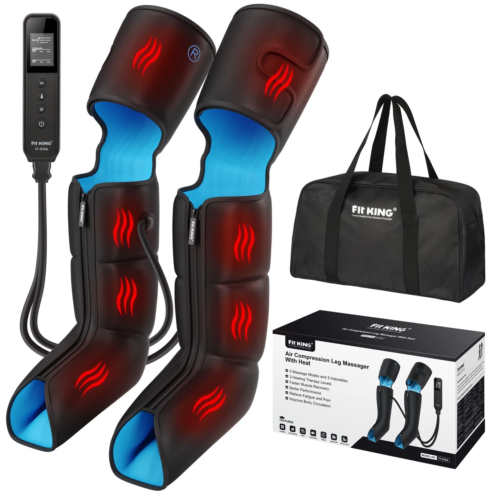 Air Compression Leg Massager with Heat and Compression for Circulation and Pain Relief, Full Leg & Foot Massager for Swelling Edema RLS with Pressure Sensor LCD Display for Dad Mom Wife