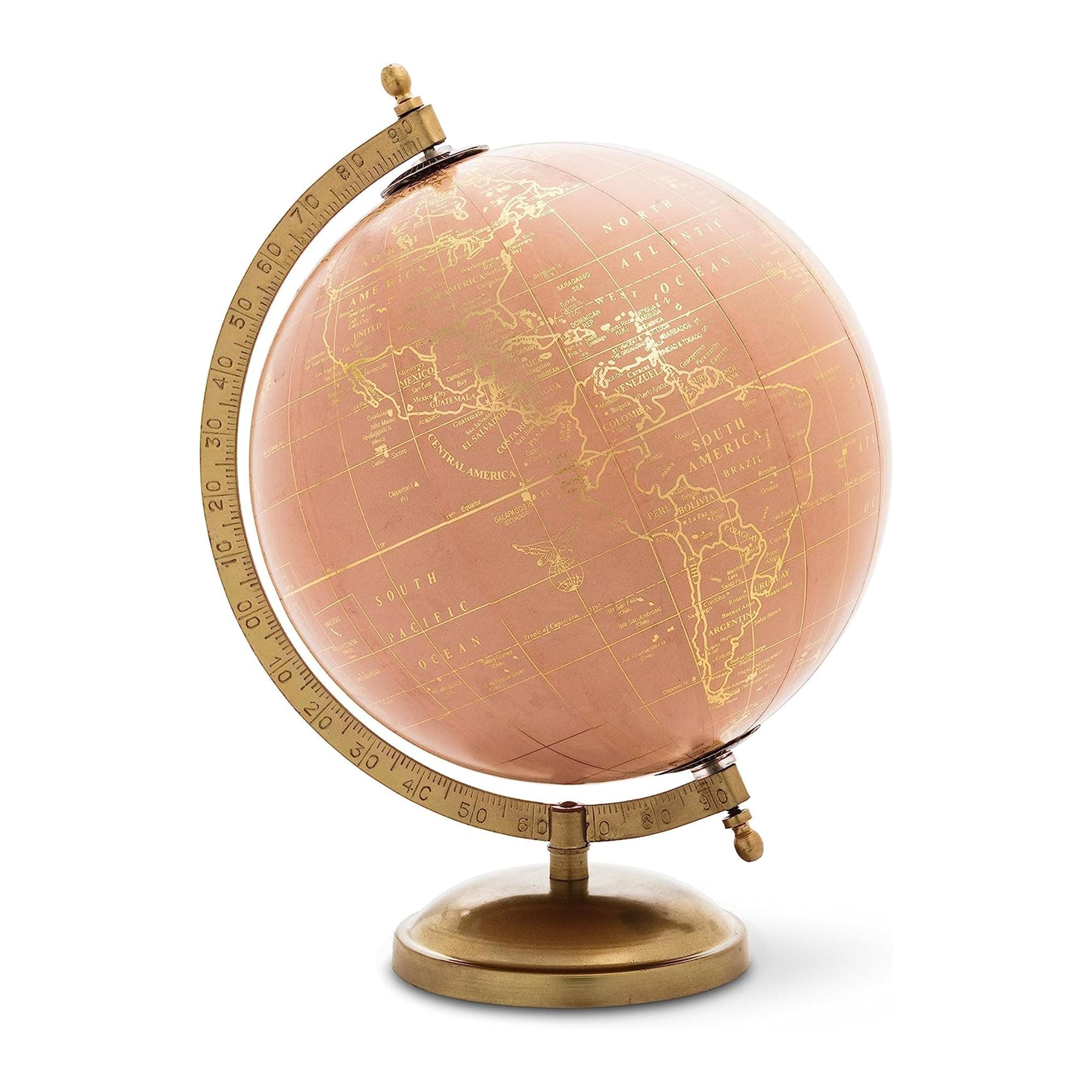 Abbott Collection 57-LATITUDE-01 Spinning Small Decorative Globe, Pink/Gold, 11" H